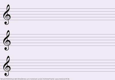 Farbige Notenlinien-Lineatur mit Notenschlüssel (Violinschlüssel)